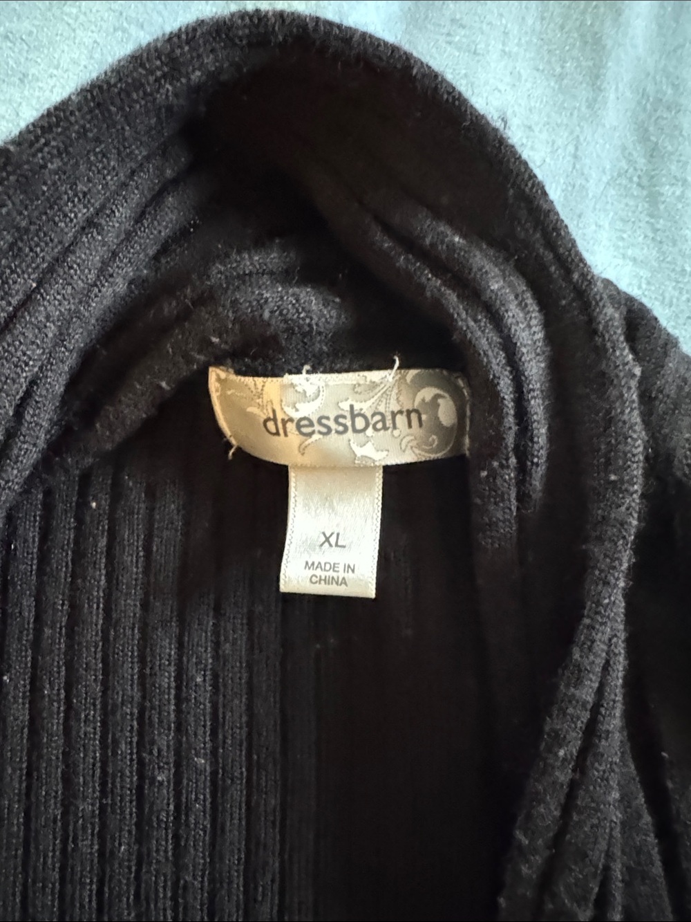 Dress Barn Black Ribbed Open-Front Cardigan - Picture 2 of 3